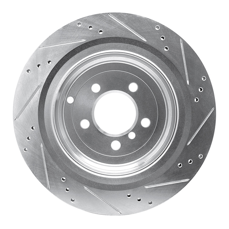 Land Rover Range Rover Brake Rotor (1) - Rear Left - R1 Concepts - Drilled & Slotted - Silver - `06-`12